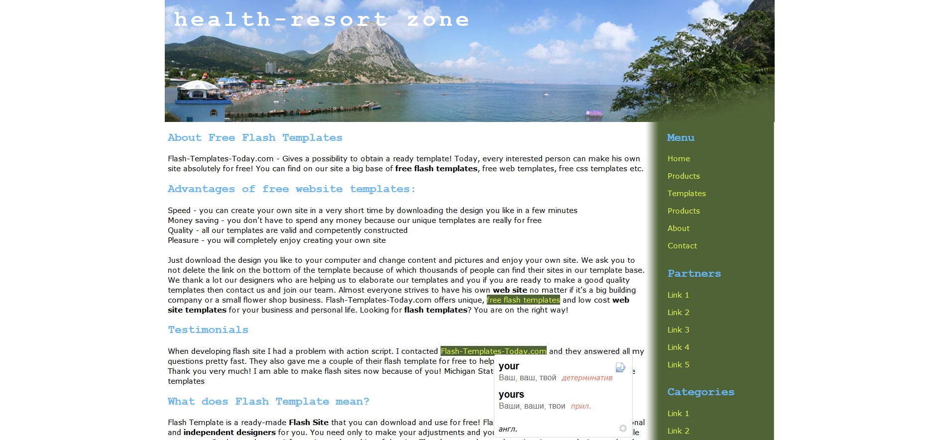 Шаблон сайта Путешествия №314